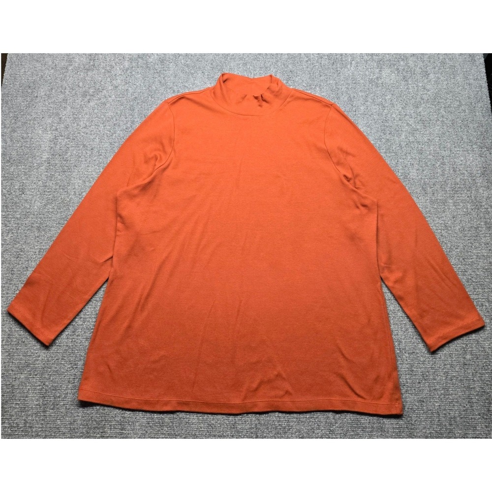 Kim Rogers Top Womens 2XL Orange Turtleneck Long Sleeve Cotton Pullover
